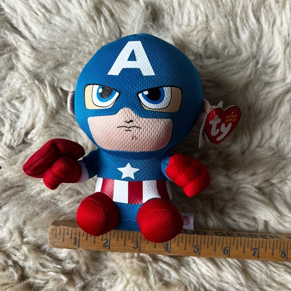 TY Marvel Captain America 6 inch Beanie Baby - Picture 2 of 8